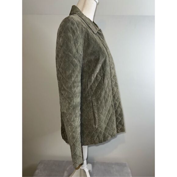 Women’s Quilted Leather Button Down Utility Barn Jacket medium - Picture 6 of 9
